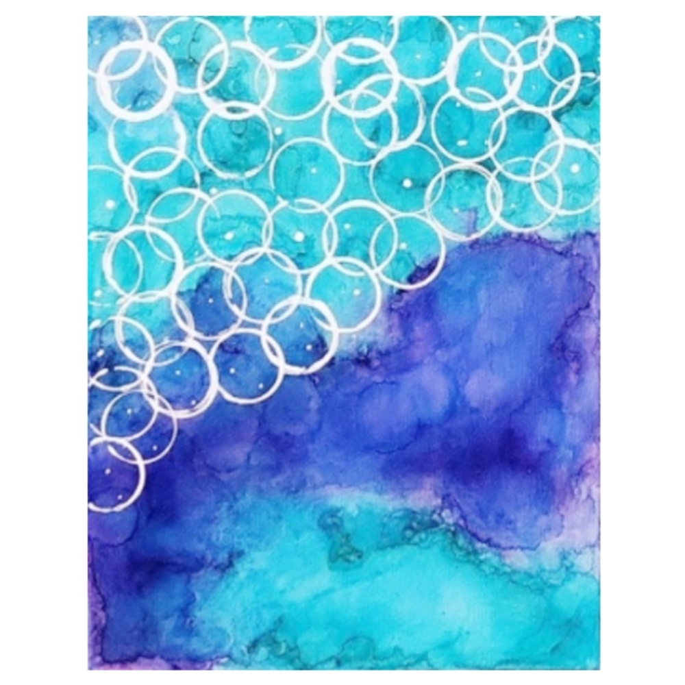 Hand Crafted Purple and Turquoise Abstract Design 11x14 Inches Canvas Painting - Picture 1 of 4